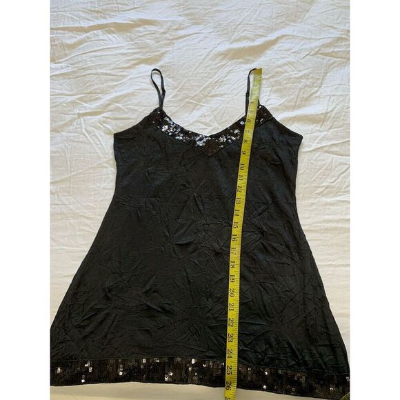 Black Arden B. Crinkle Sequins Top V-Neck Party Cocktail Evening M/L - Picture 11 of 16